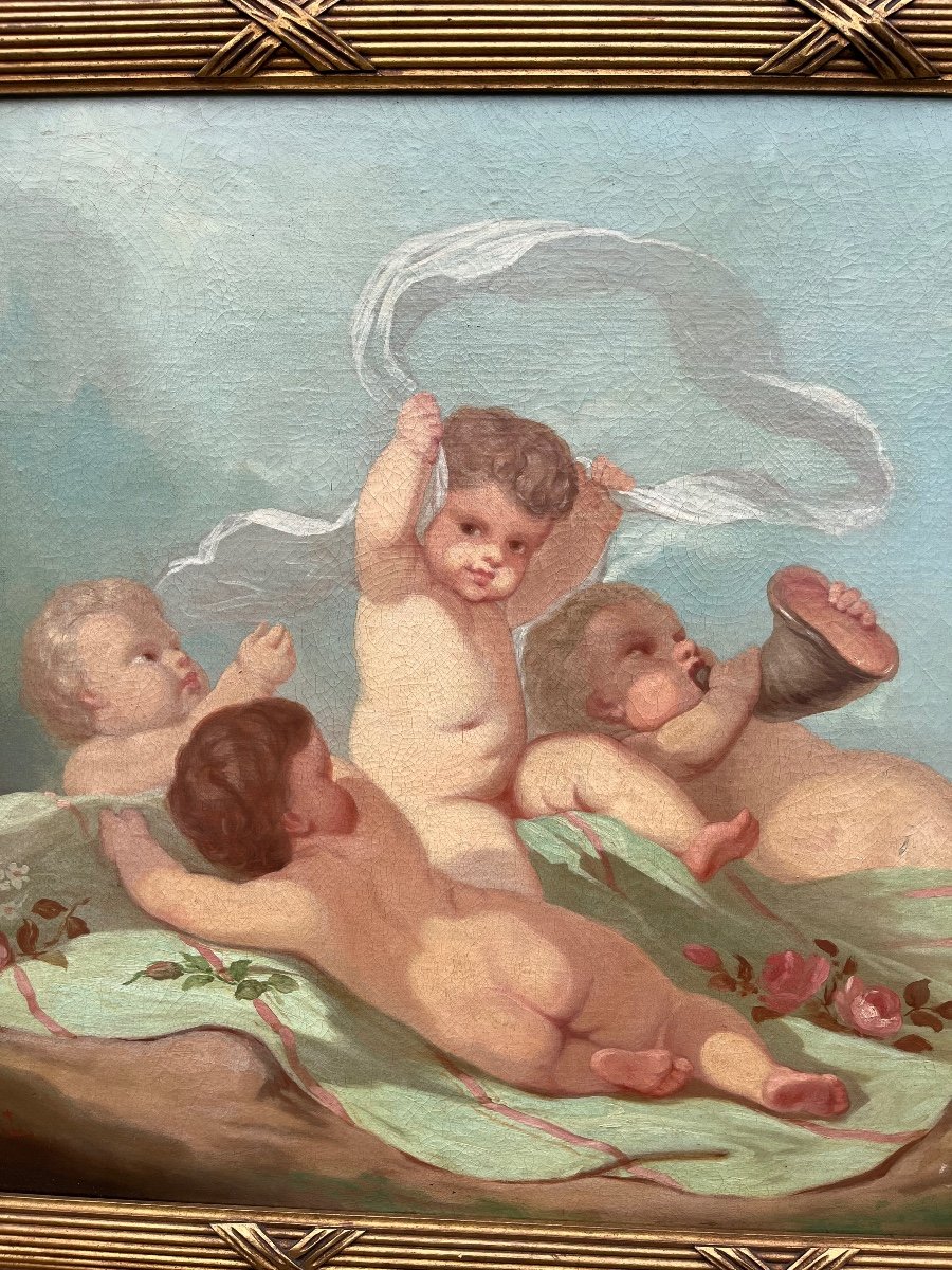 Tableau Aux Putti époque XIXème -photo-3