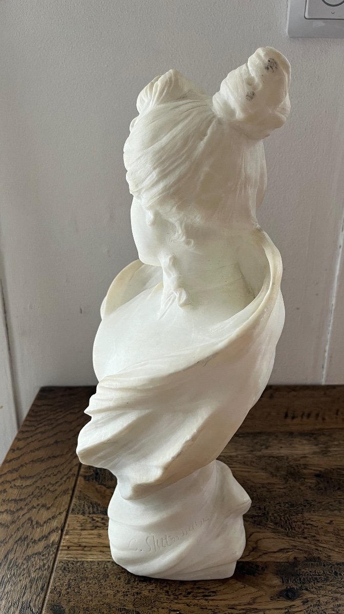 19th Century Alabaster Bust Of A Woman -photo-4