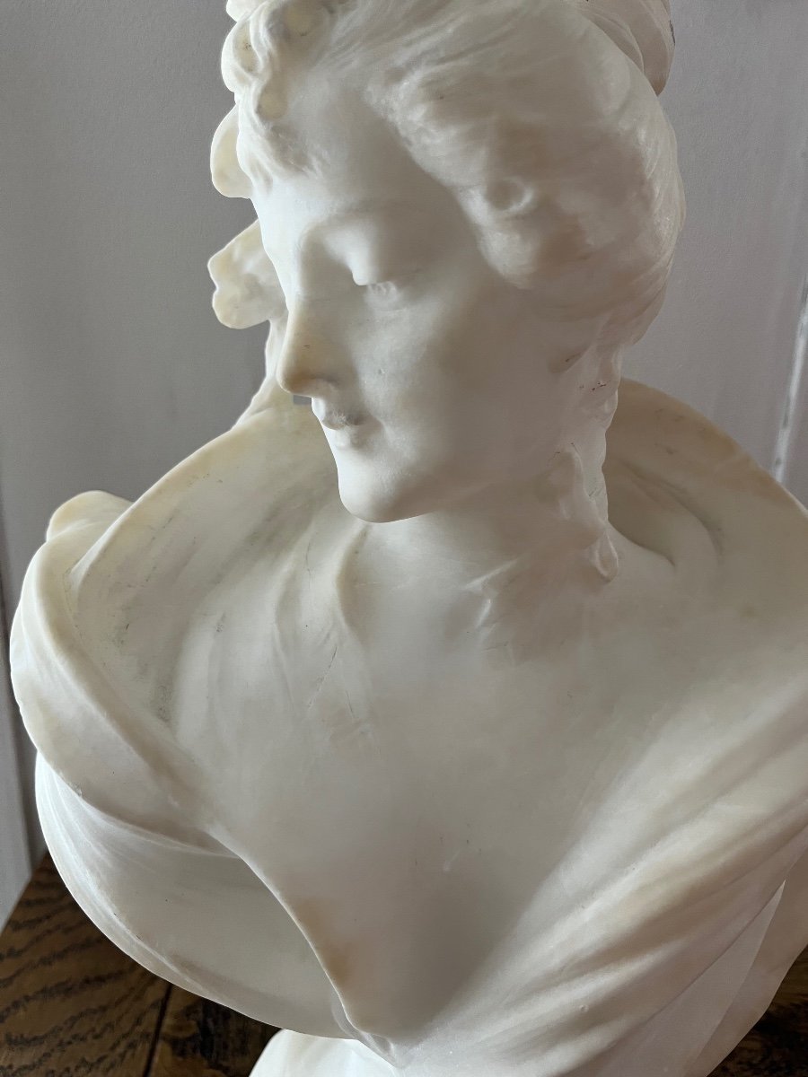 19th Century Alabaster Bust Of A Woman -photo-1