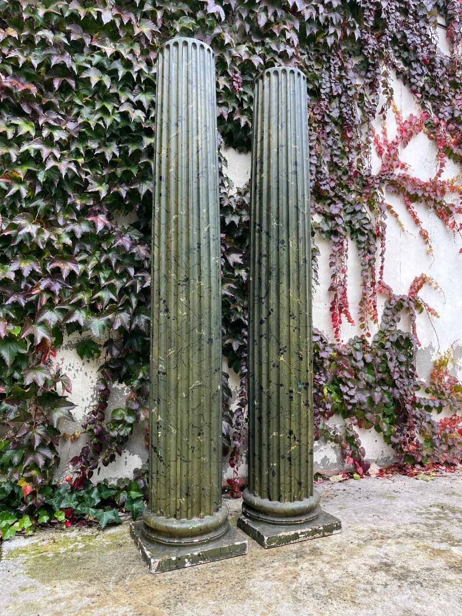 Large Pair Of Imitation Marble Columns-photo-2