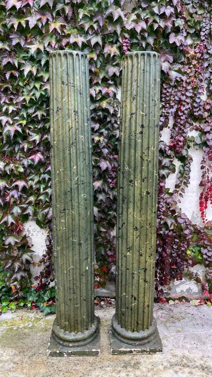 Large Pair Of Imitation Marble Columns