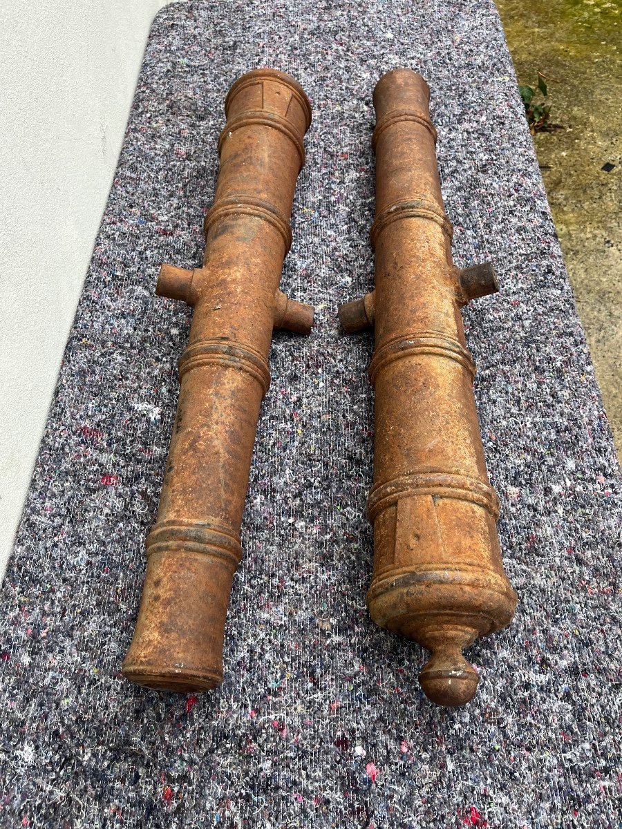 Paire De Canons En Fonte D’époque XIXème -photo-4