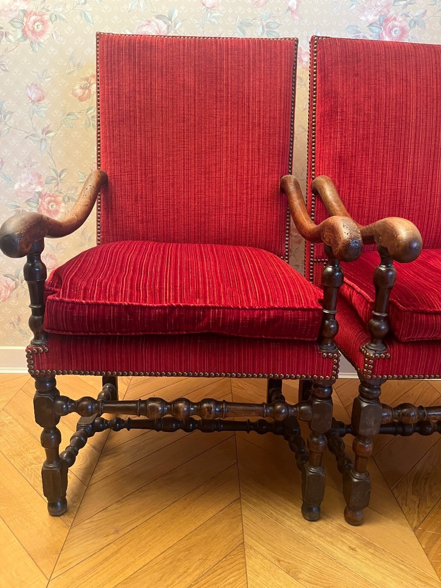 Pair Of Louis XIII Armchairs-photo-4