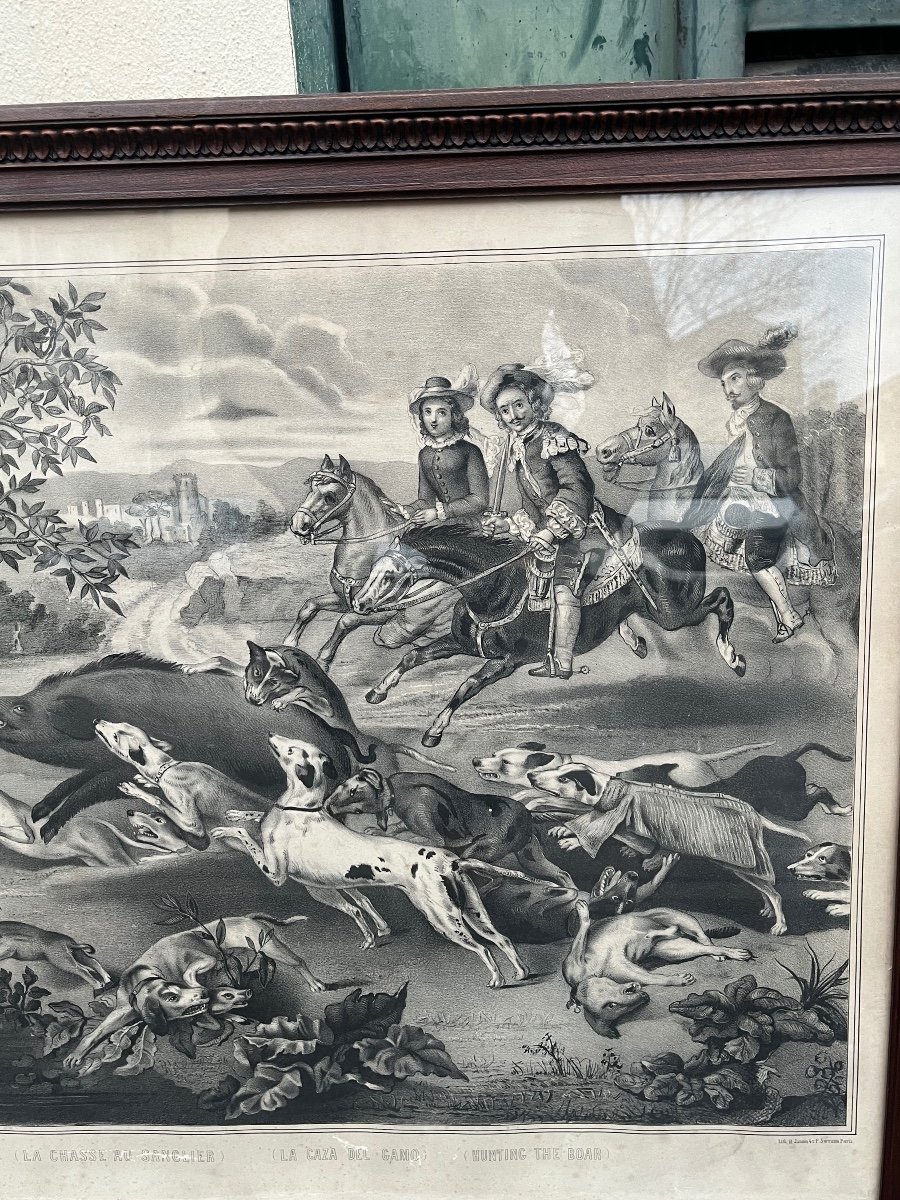 Pair Of Hunting Scene Engravings -photo-4