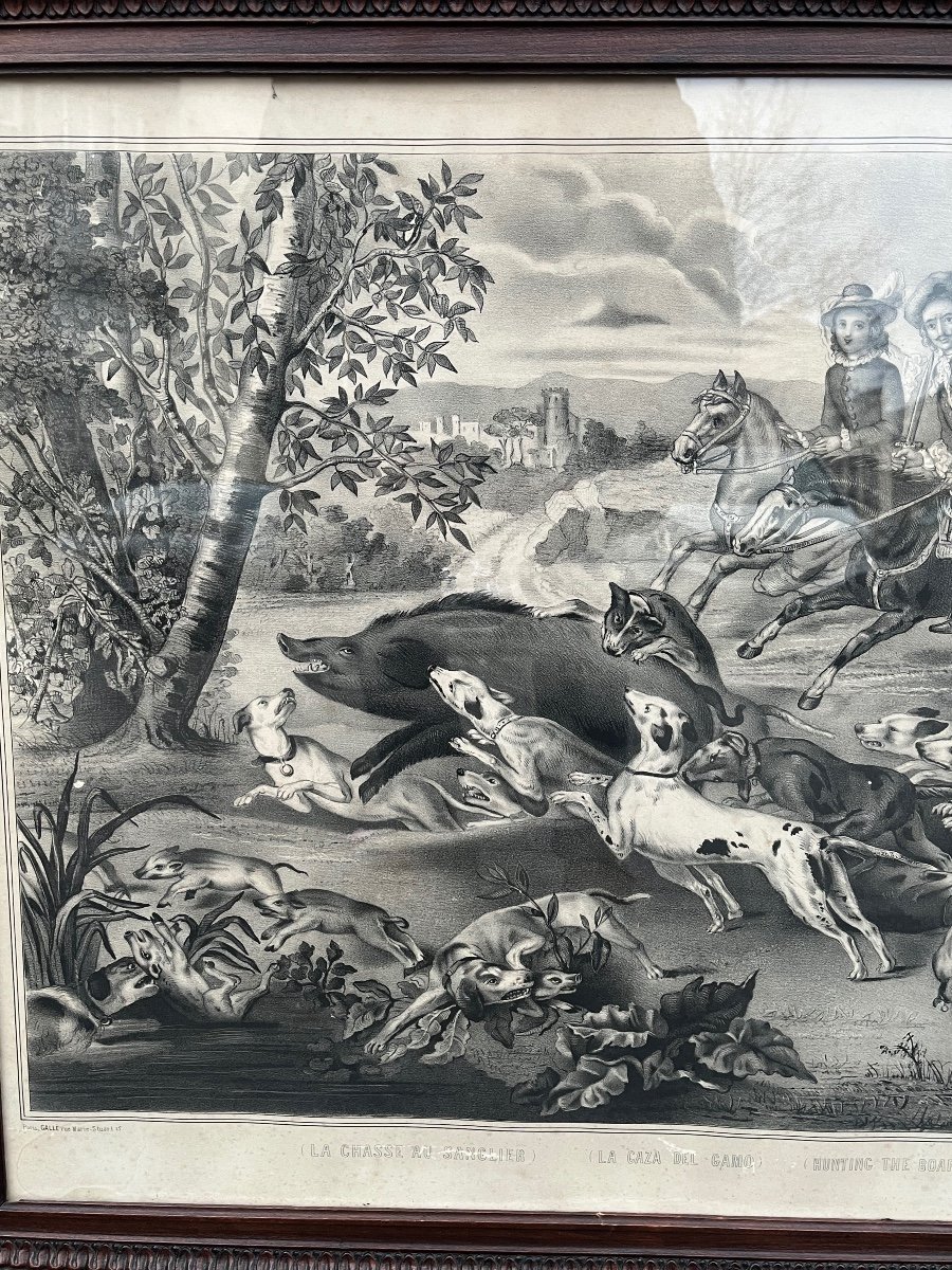 Pair Of Hunting Scene Engravings -photo-1