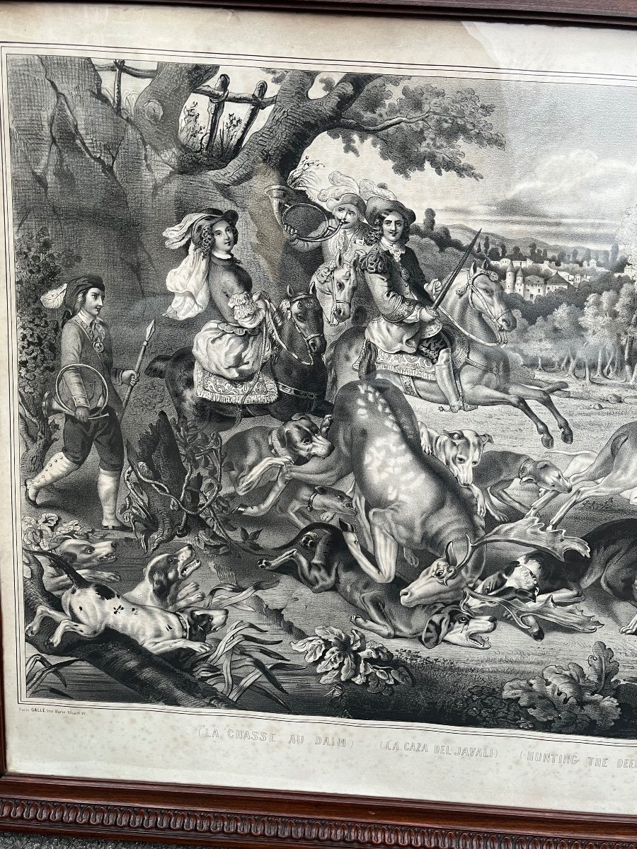 Pair Of Hunting Scene Engravings -photo-3