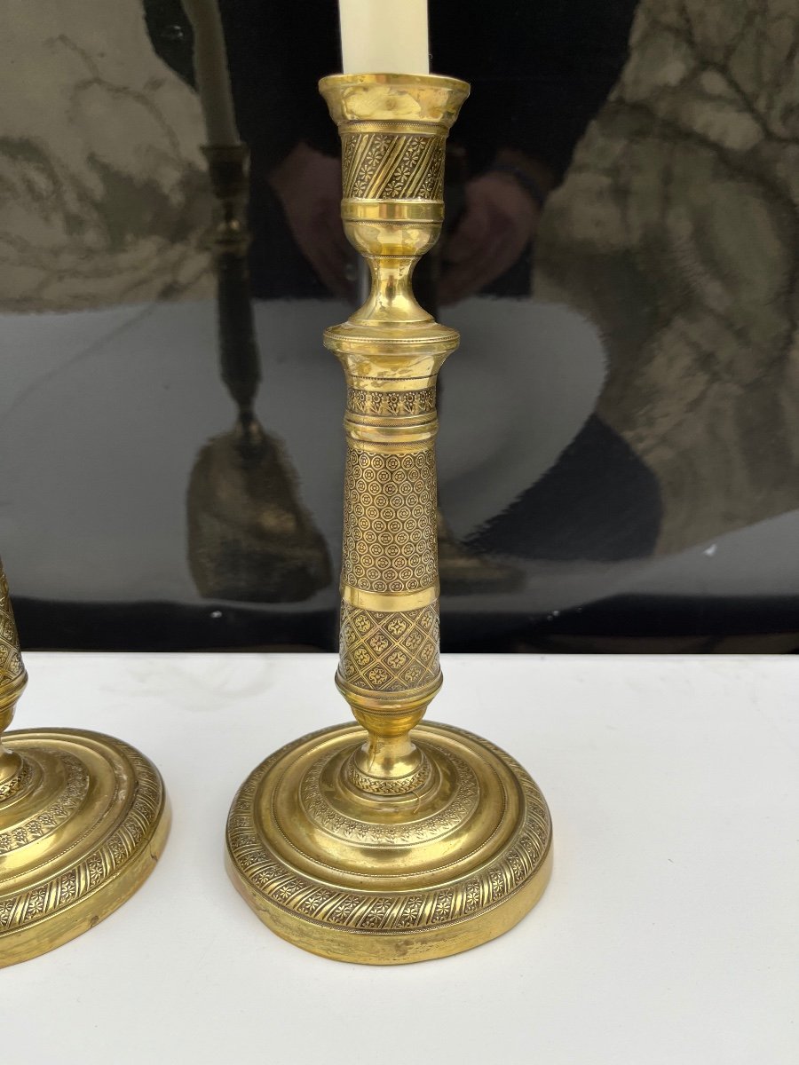 Pair Of 19th Century Empire Candlesticks -photo-2