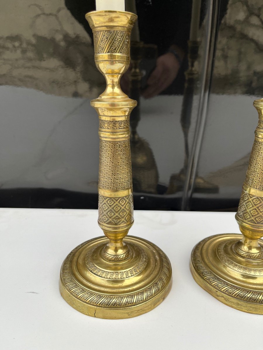 Pair Of 19th Century Empire Candlesticks -photo-3