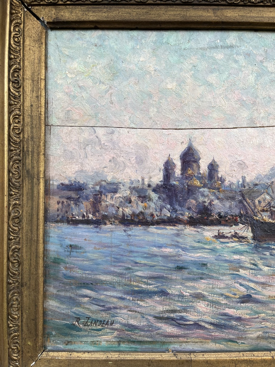 Genre Scene Painting Of A Boat Sailing In St. Petersburg-photo-1