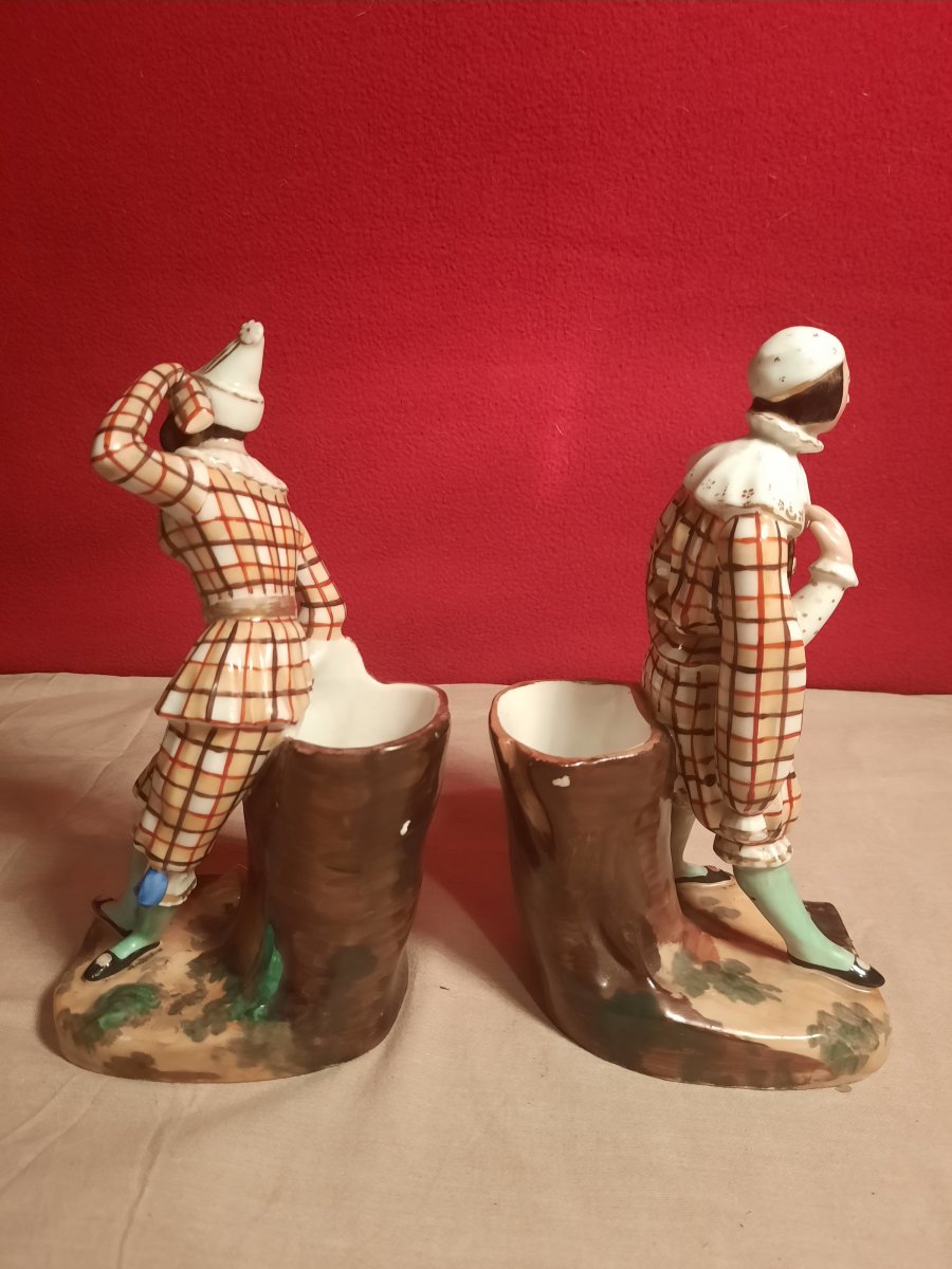 Pair Of 19th Century Porcelain Pencil Holders-photo-3