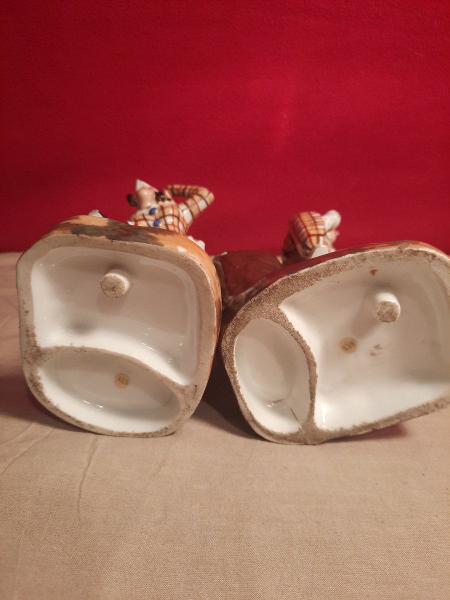 Pair Of 19th Century Porcelain Pencil Holders-photo-1