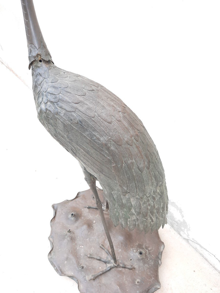 Patinated Bronze Heron.-photo-1