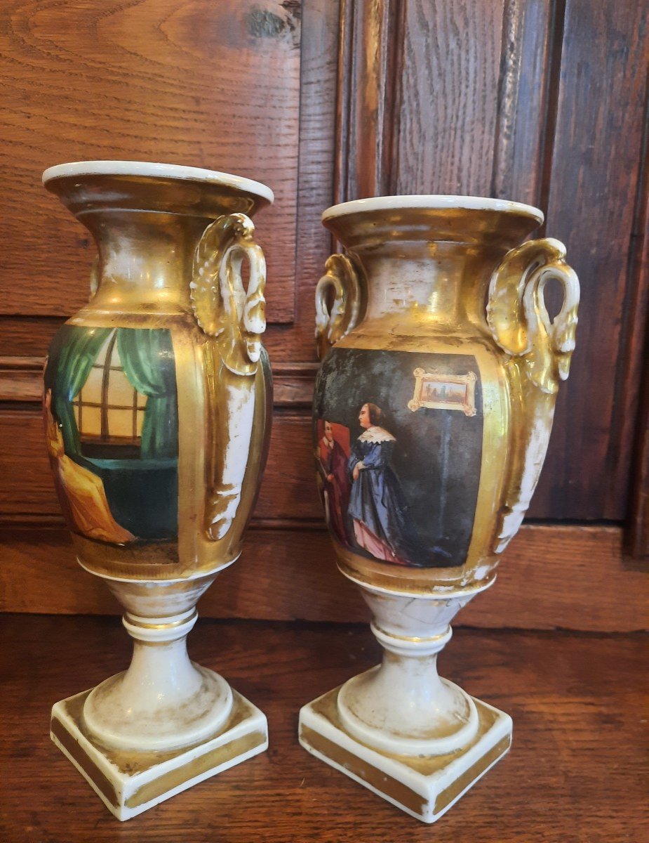 Paire de vases en porcelaine XIXème -photo-3