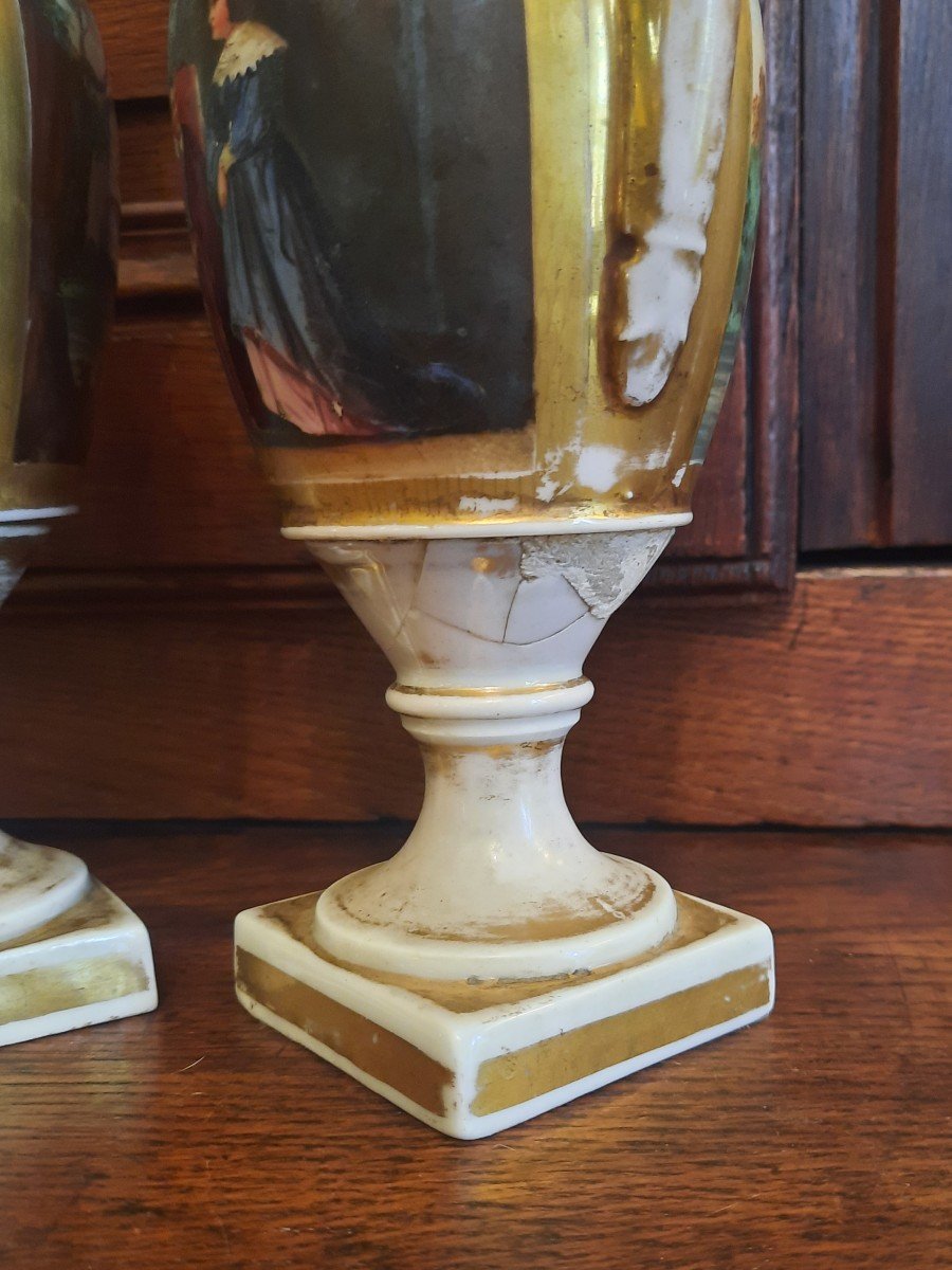 Paire de vases en porcelaine XIXème -photo-4