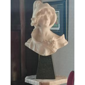 Bust Of Young Girl In Marble