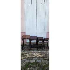 Nesting Tables, 4 Mahogany Tables 19th Century