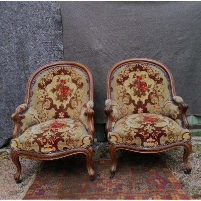 Paire De Fauteuils Gondole D époque Louis Philippe