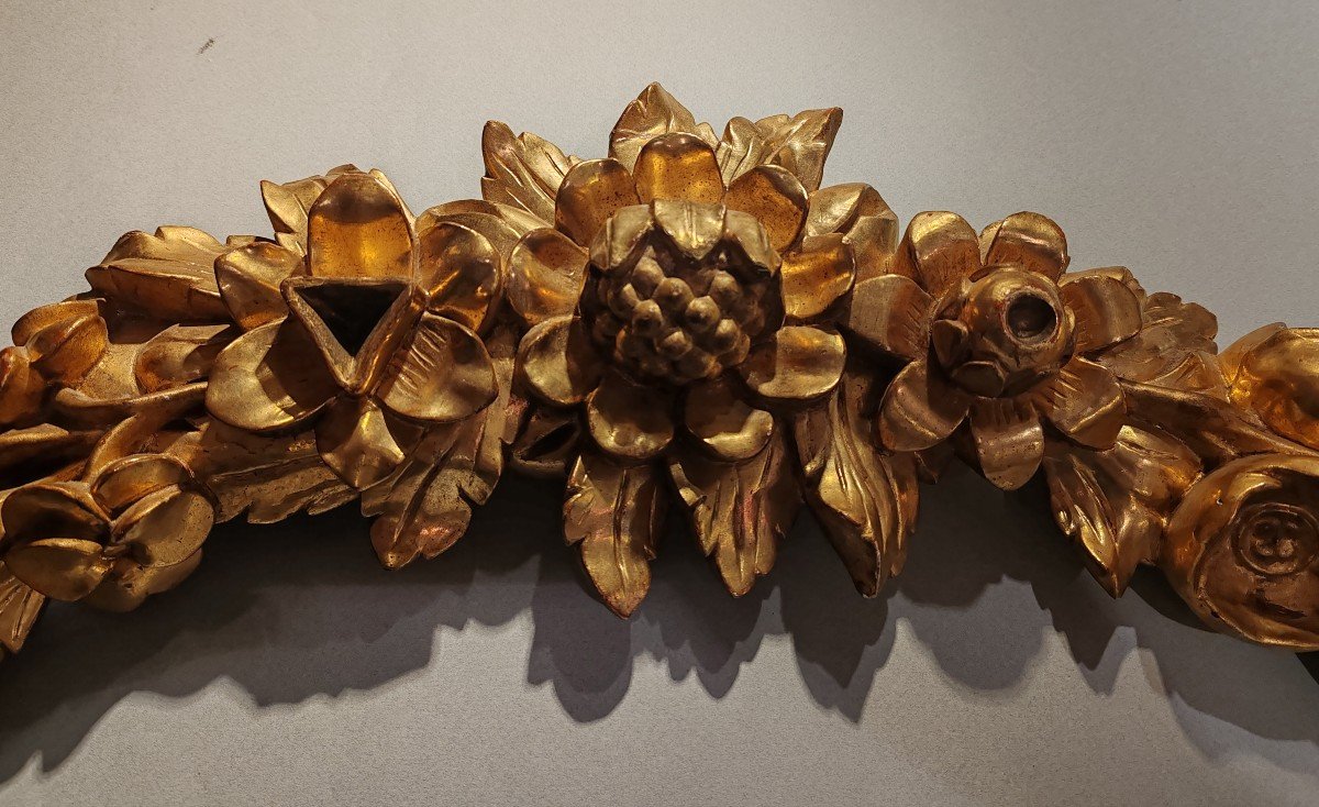 Decorative Element In Gilded Wood, 19th Century -photo-2