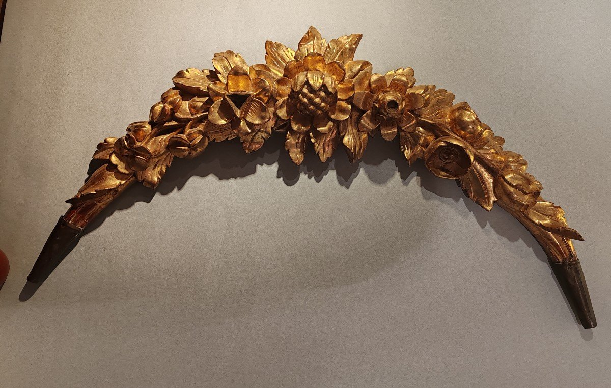 Decorative Element In Gilded Wood, 19th Century 