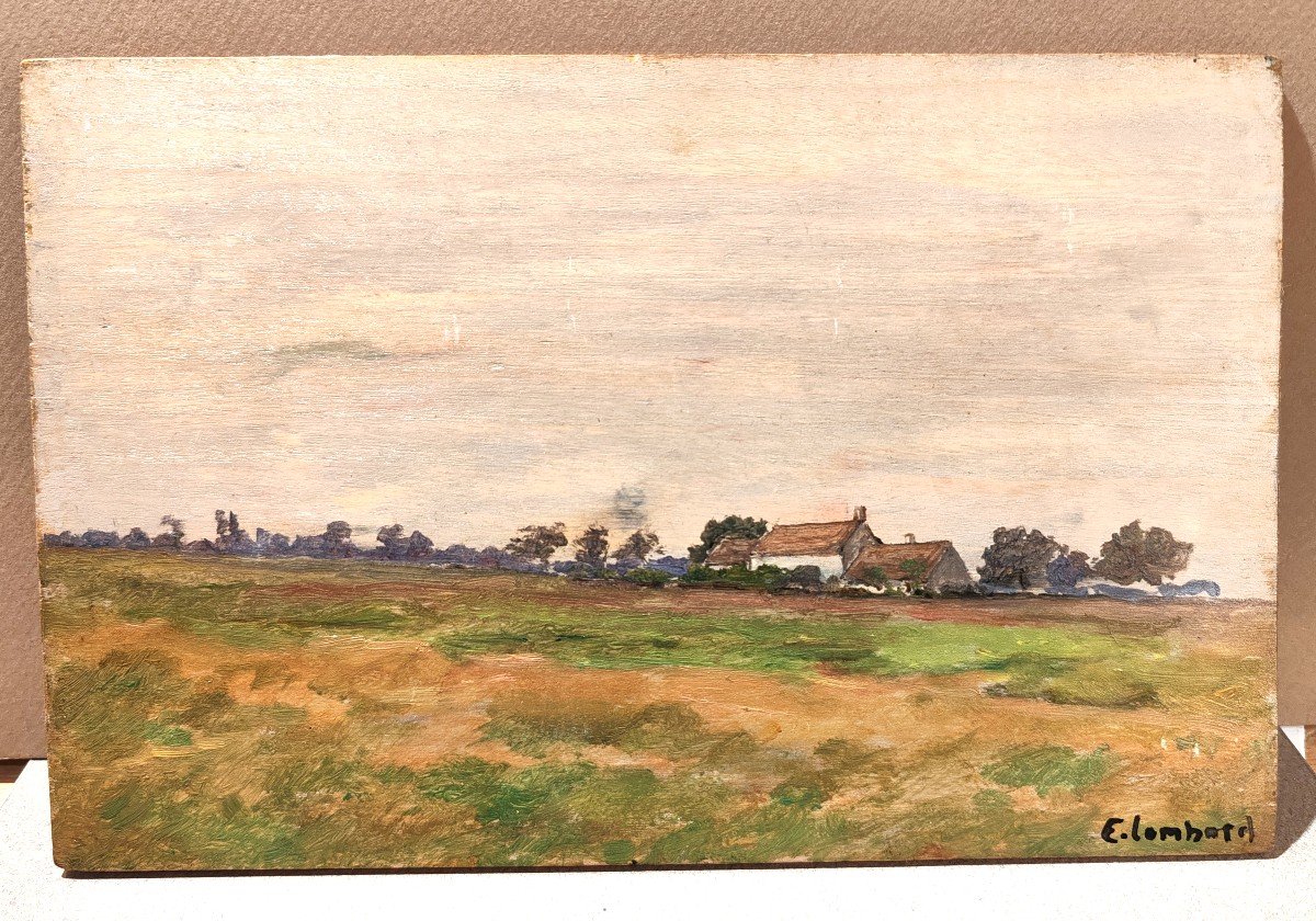 French School, E. Lombard, Landscape Painting, Late 19th Early 20th Century 