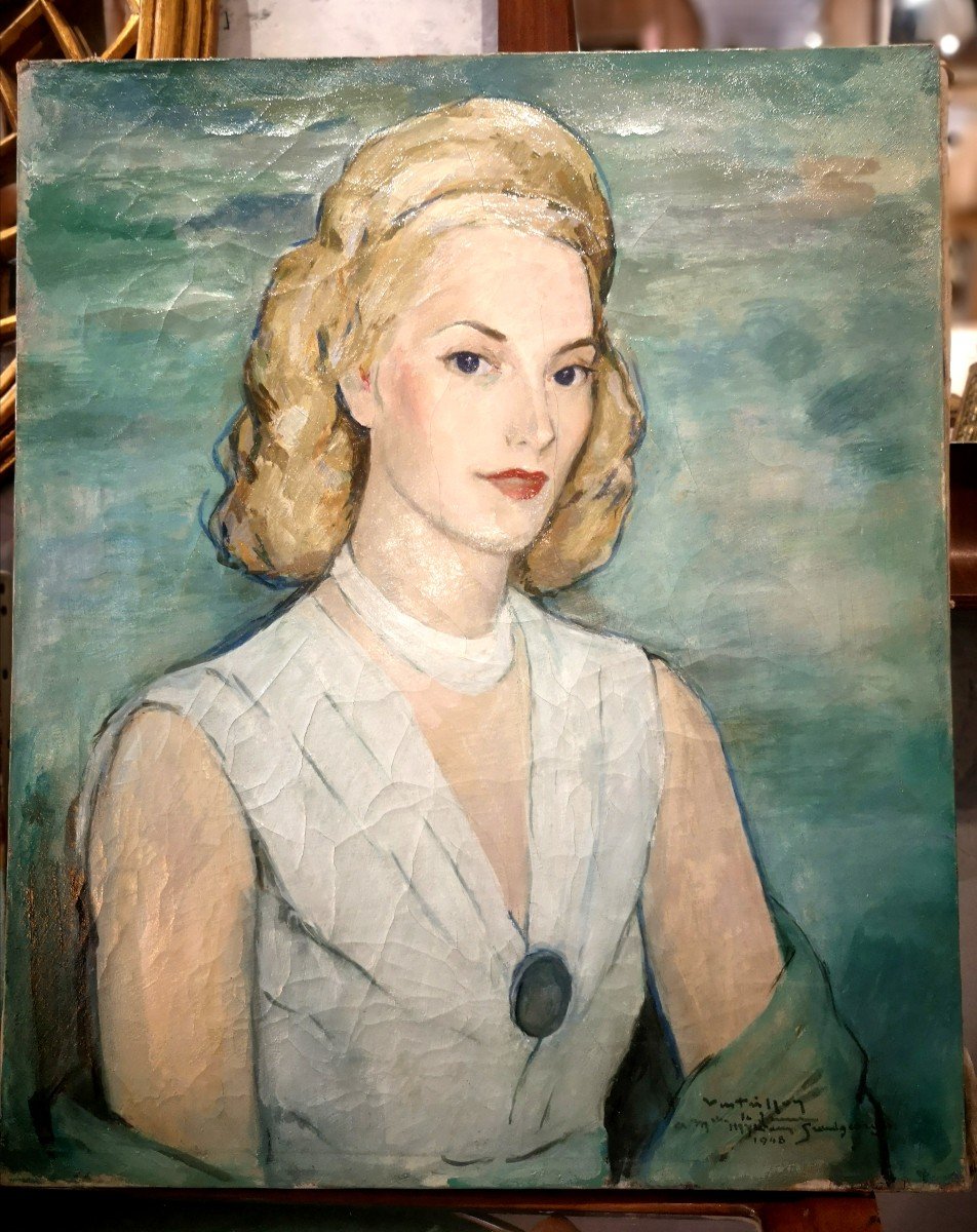 Portrait De Femme 1948, Gaston Ventrillon Le jeune(1897-1982) 