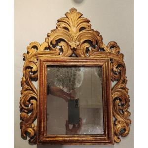 Miroir Bois sculpté et doré Italie  époque 18ème 