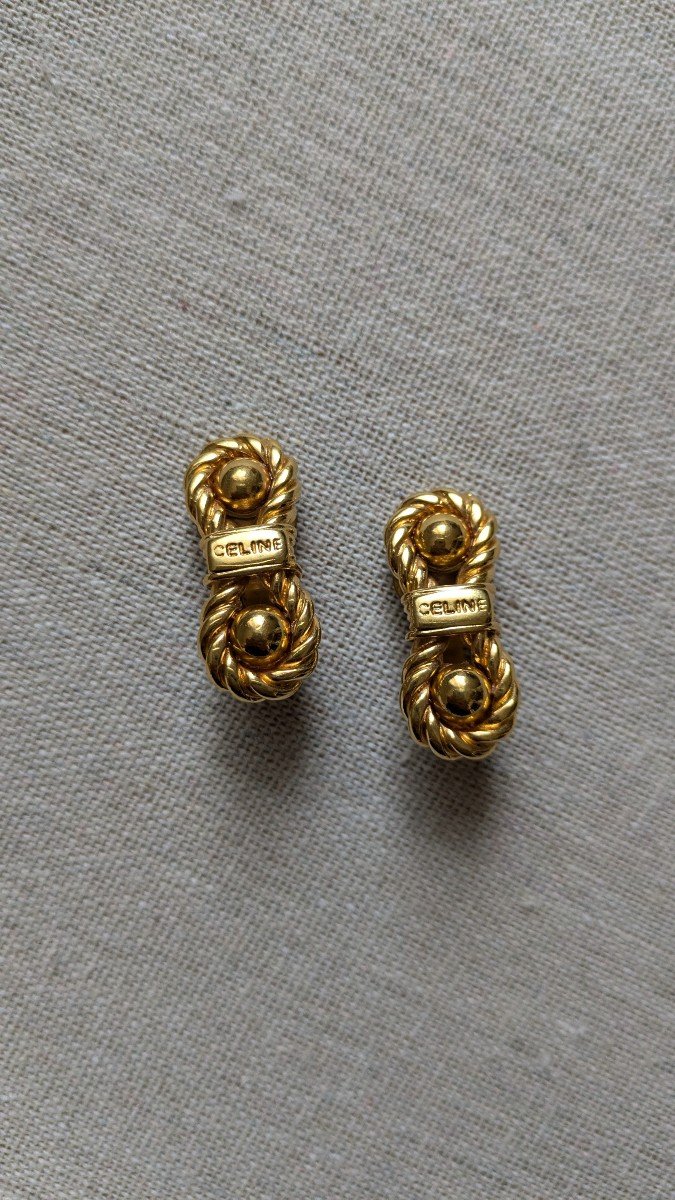 Boucles d'Oreilles Clips Vintage Céline -photo-3