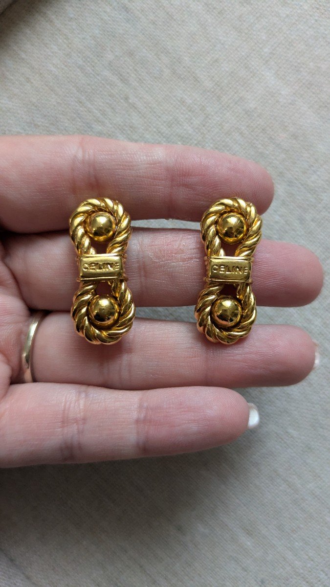 Boucles d'Oreilles Clips Vintage Céline -photo-4