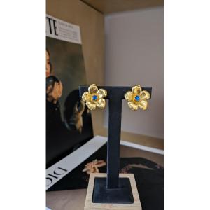 Boucles d'Oreilles Fleurs Yves Saint Laurent 