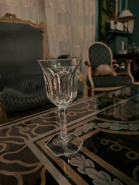 Series Of 4 Baccarat Crystal Wine Glasses, Malmaison Model-photo-2