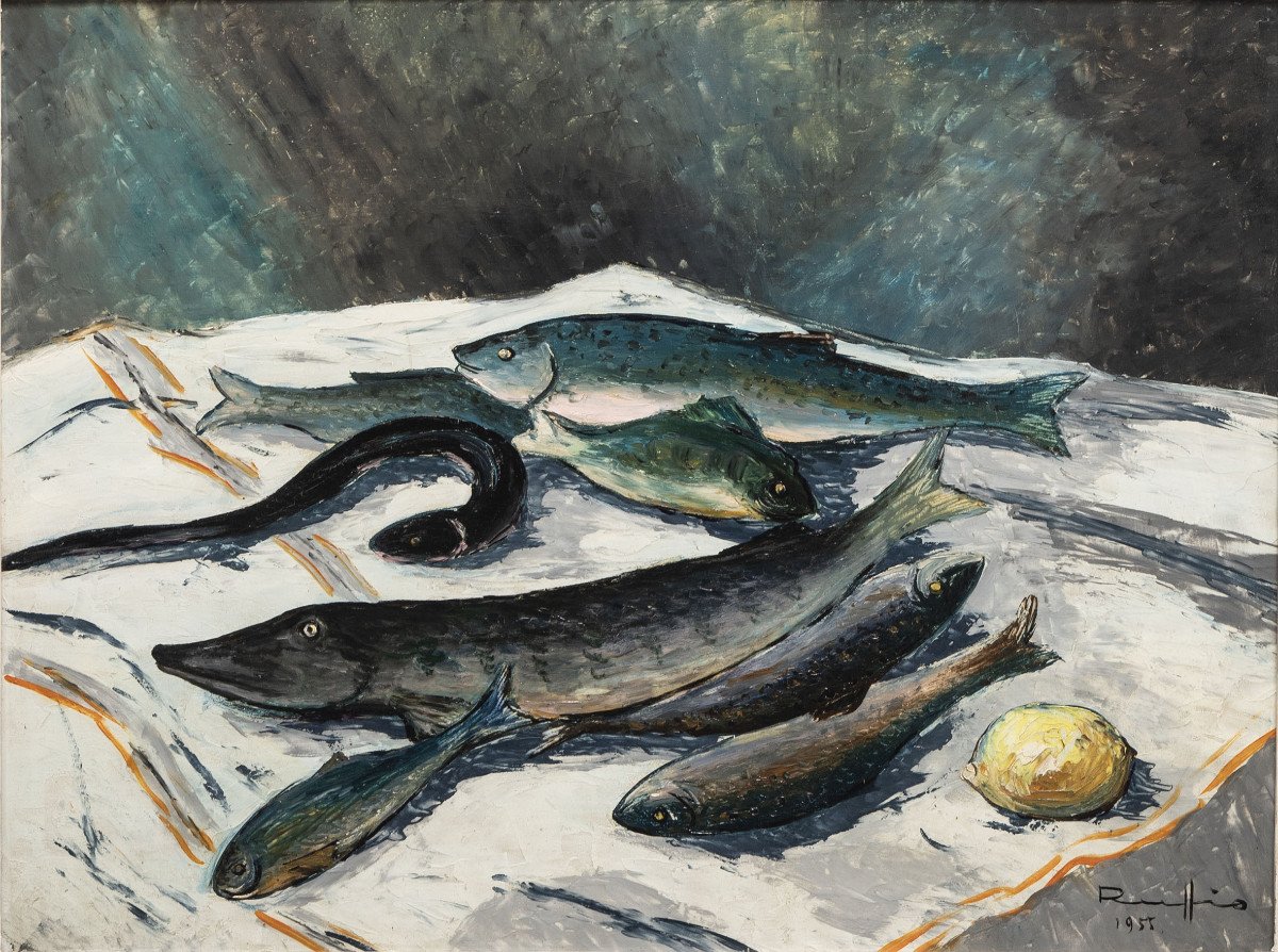Still Life With Fish – Signed Ruffio – 1955