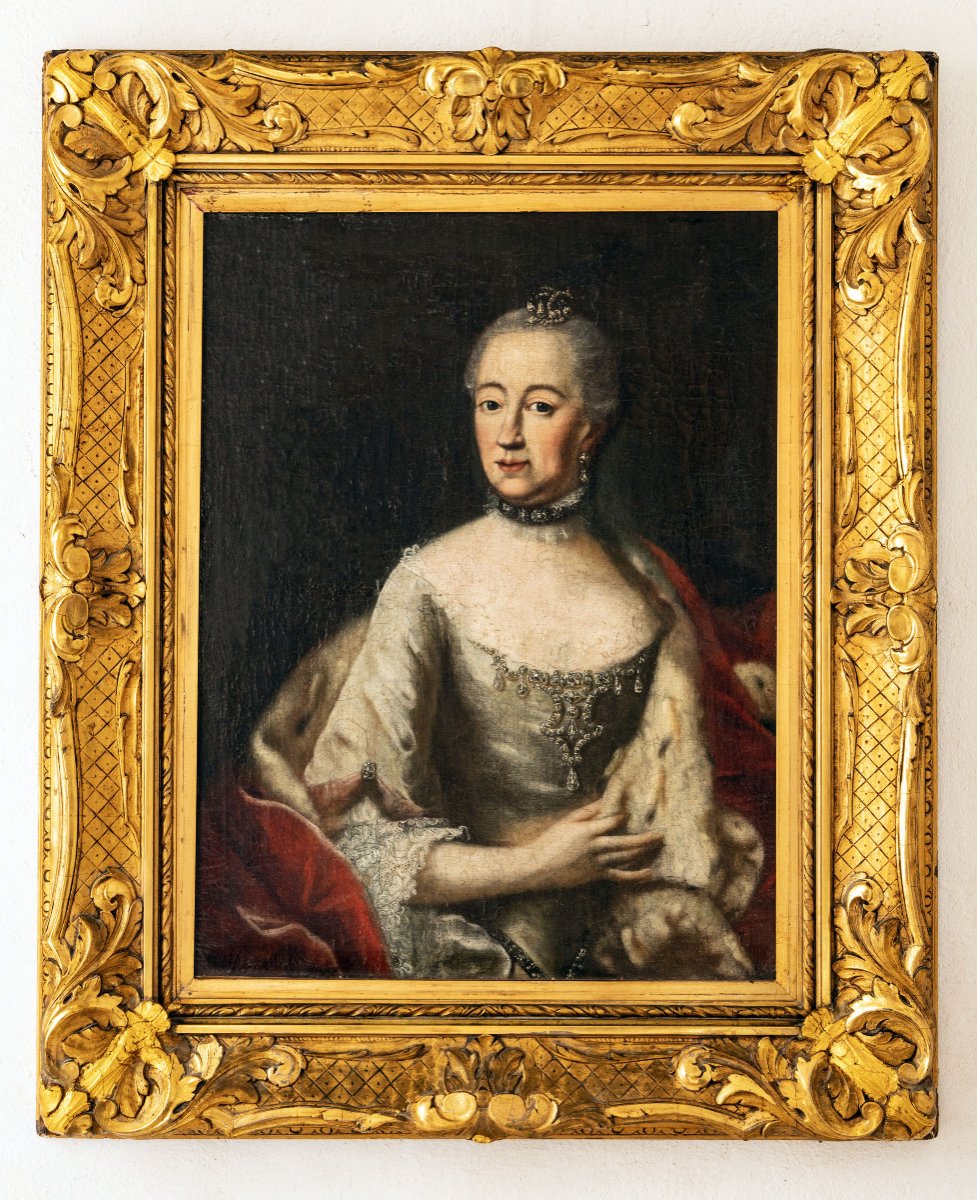 French School 18th Century, Presumed Portrait Of Marie Lesczynska, Oil On Canvas.