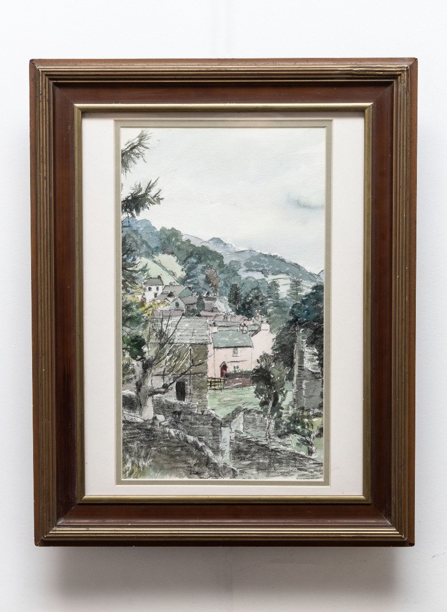 Provence - Nicolas F.  – Maison Provençale Au Toit De Tuiles - Aquarelle – Signée -photo-2