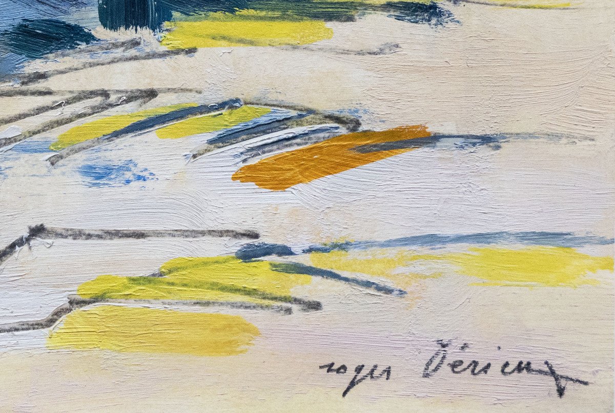 Dérieux Roger (1922 – 2015) – Landscape With Light Trees – Gouache – Signed-photo-3
