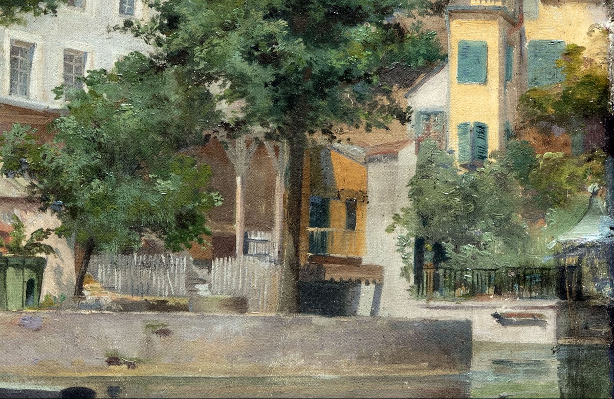 Village De L’est De La France à La Belle époque – Huile Sur Toile – Daté Et Signé 1901-photo-1