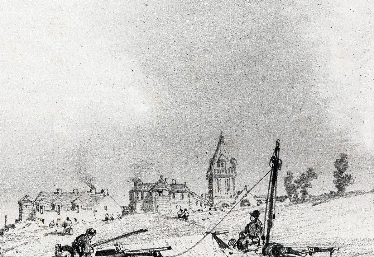 Marine – Noël Jules – Bateaux Au Port – Dessin à La Mine De Plomb – Circa 1847-photo-1