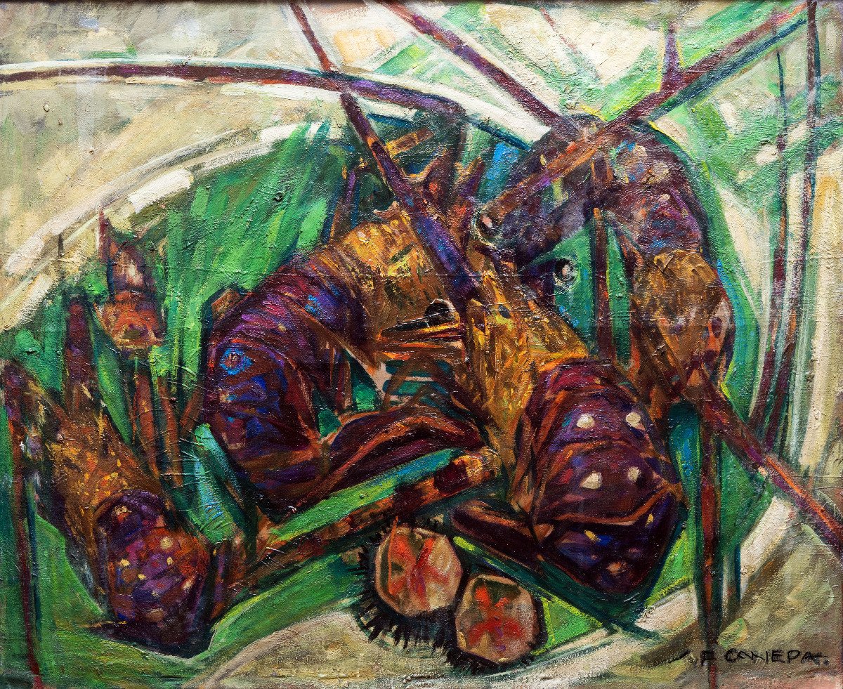 South Of France - Canepa Jean-frédéric - The Lobsters - Oil On Canvas - Signed