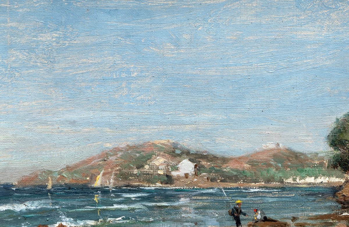 Appian Adolphe – Animated Shore In The Mediterranean – Oil On Canvas – Signed And Dated 1881-photo-3