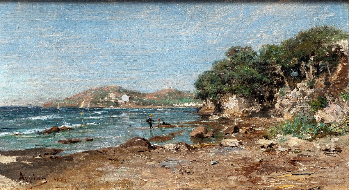 Appian Adolphe – Animated Shore In The Mediterranean – Oil On Canvas – Signed And Dated 1881