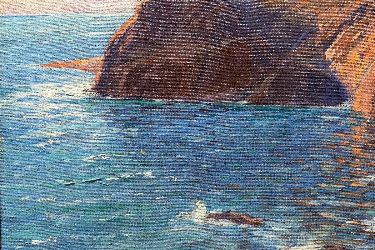 Sud De France – Côte Méditerranéenne – Francis LeMaire - Huile Sur Toile – Circa 1940-photo-4