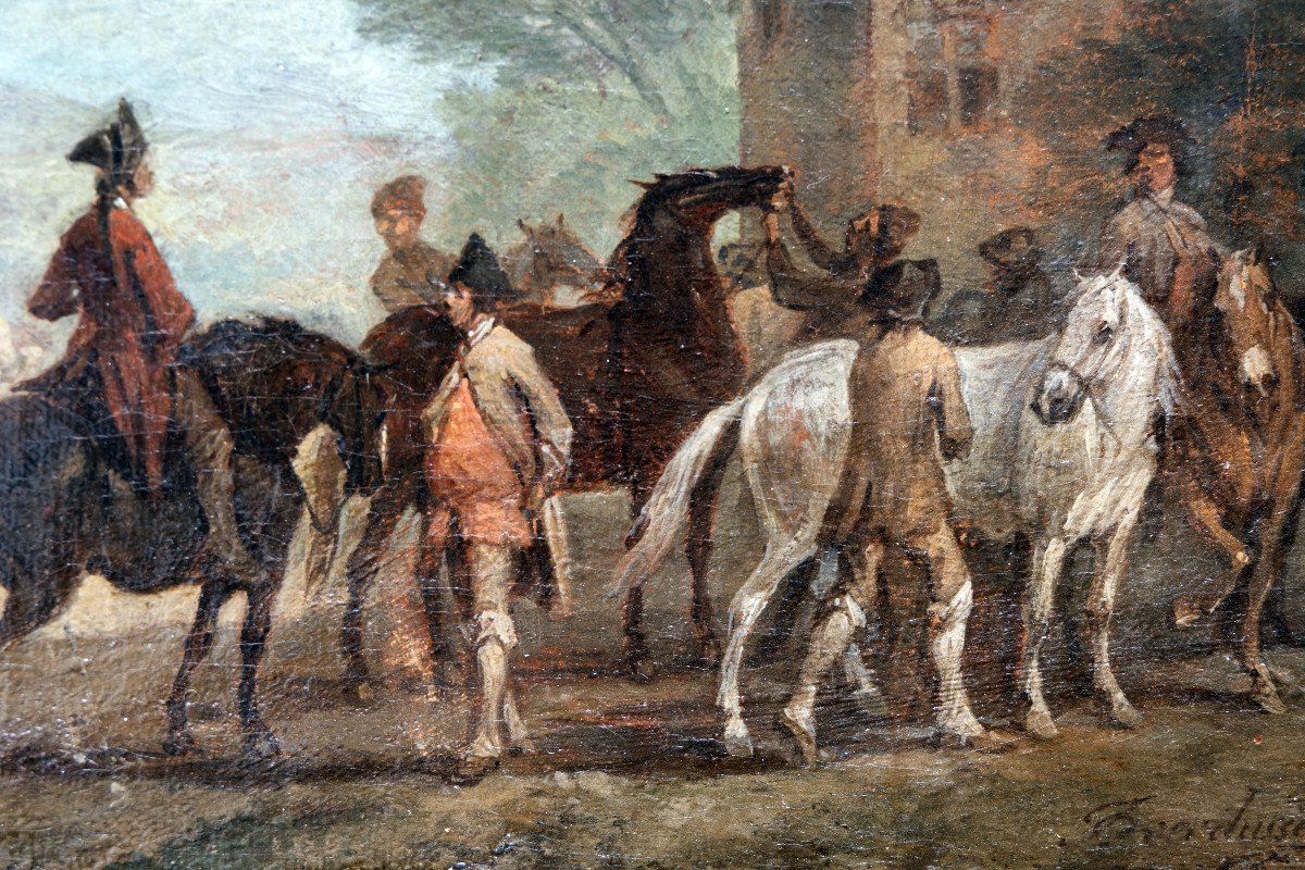 Verdussen Jan Peeter – Hunting Departure – Oil On Canvas – Signed-photo-3