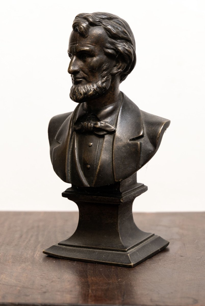 Abraham Lincoln – Buste En Bronze -  XIXe Siècle-photo-2