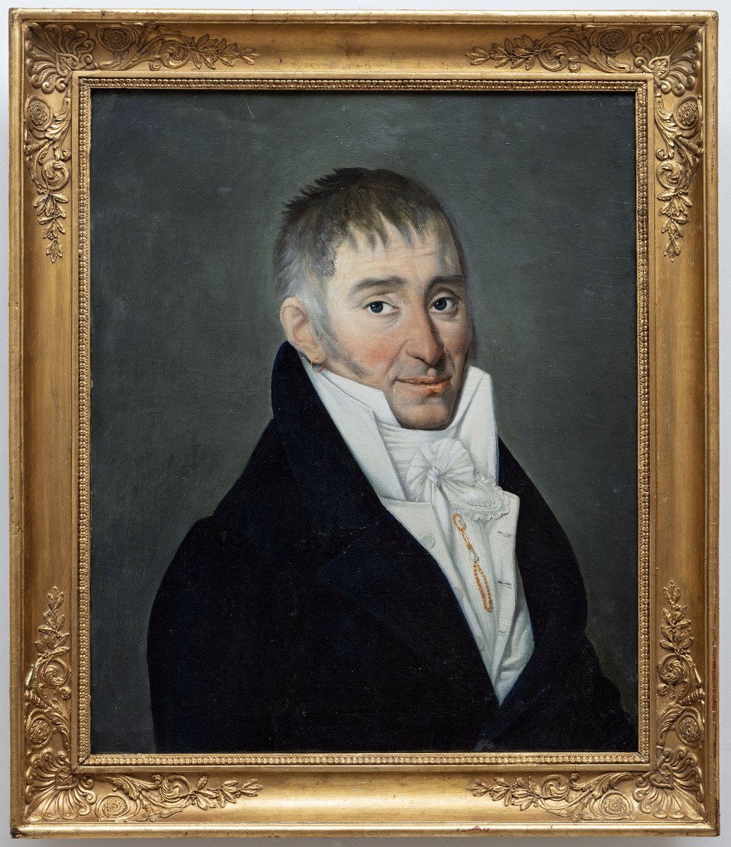 Portrait Of A Man With An Earring – Oil On Canvas – Early 19th Century-photo-2