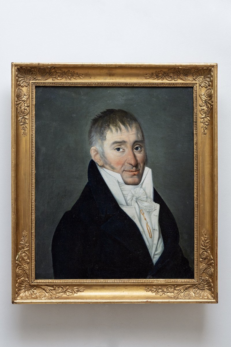 Portrait Of A Man With An Earring – Oil On Canvas – Early 19th Century-photo-4