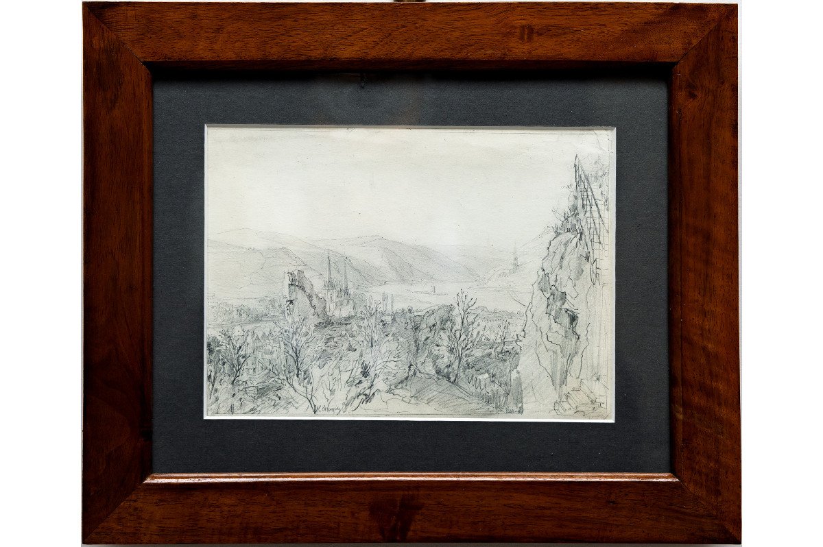 Chapuy Nicolas – Germany: View Of The Rhine From Klopp Castle – Signed – Circa 1840-photo-2