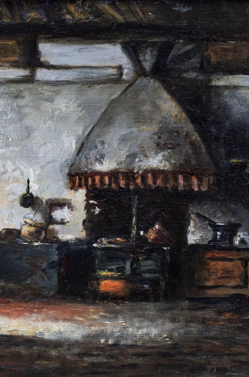 Country Interior – Oil On Canvas – Signed – Circa 1940-photo-4