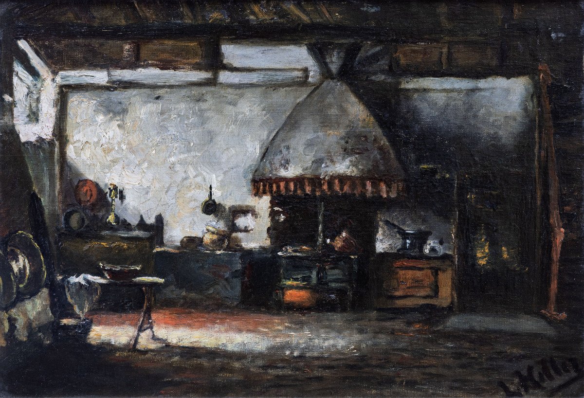 Country Interior – Oil On Canvas – Signed – Circa 1940