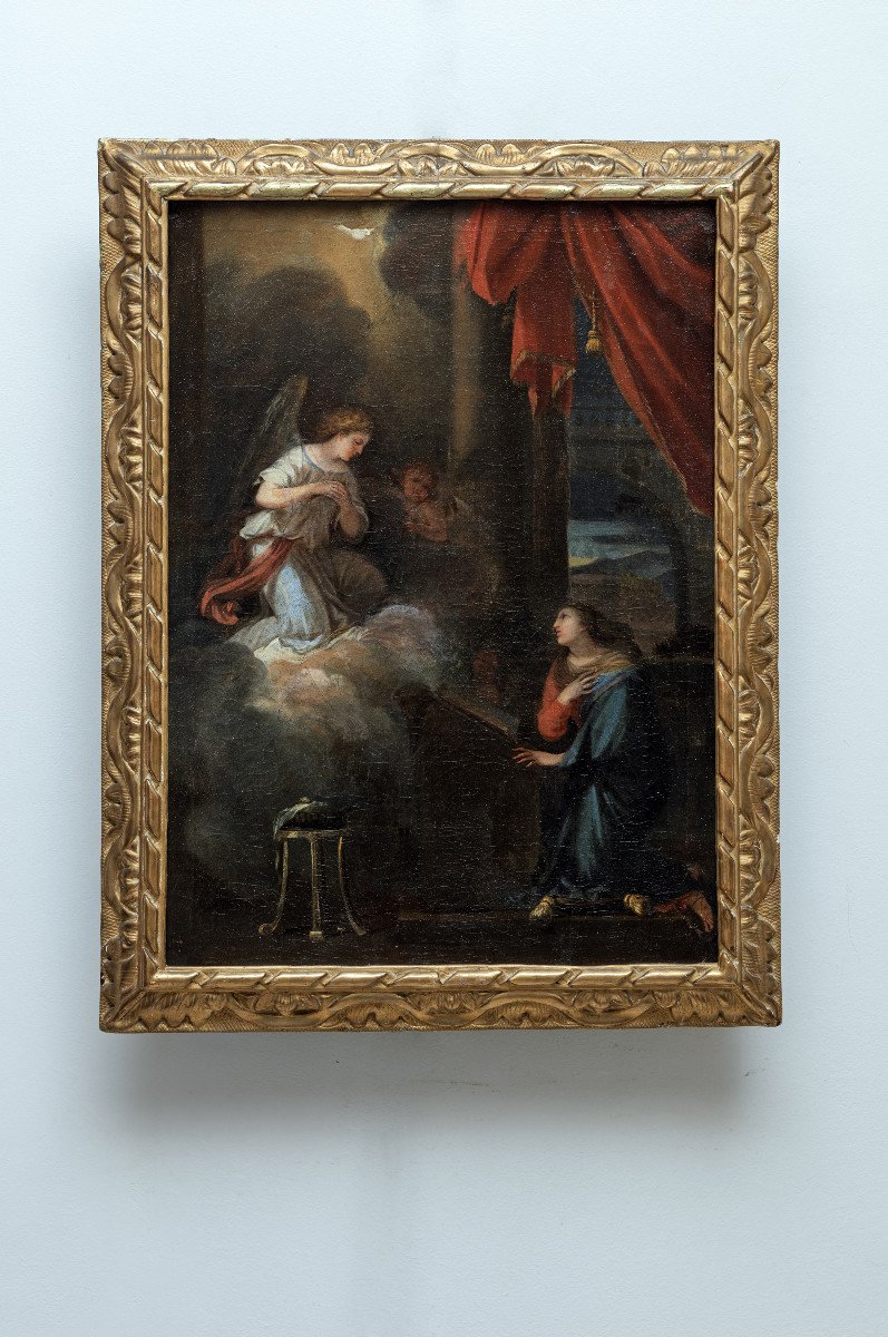 French School – Annunciation – Oil On Canvas – 18th Century-photo-4