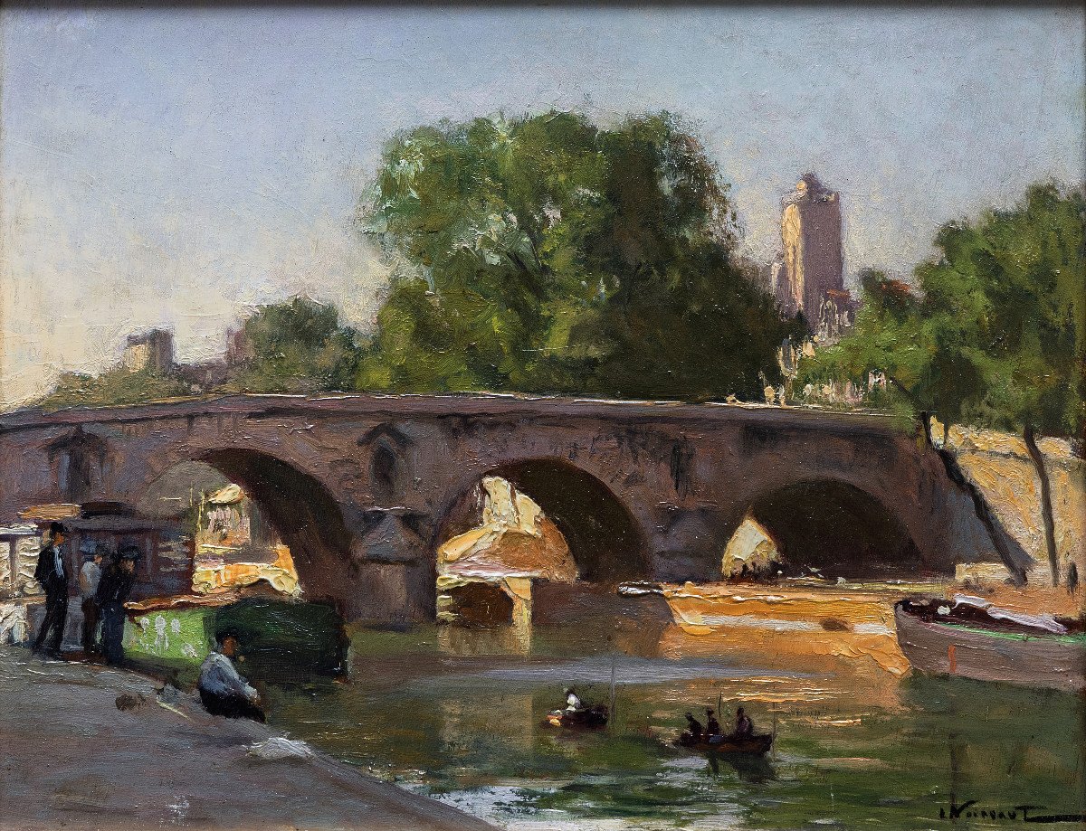 Noireaut Léon (1886 – 1960) – Les Quais à Paris -  Huile Sur Panneau – Circa 1950