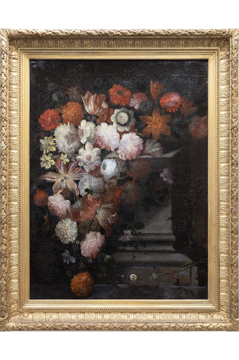 Netherlands – Large Bouquet With Lilies And Tulips – Oil On Canvas – 17th Century-photo-2